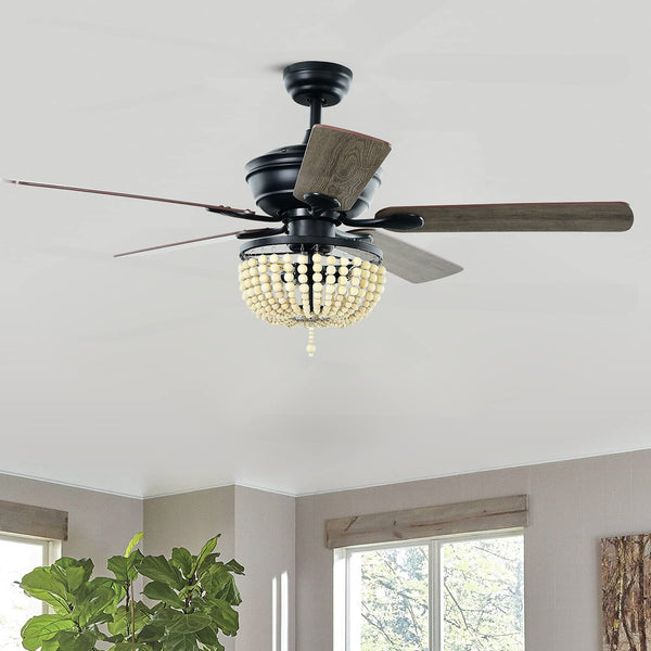 52" Ceiling Fan with Lights and Remote Control, Retro Lighting Ceiling Fan with 5 Blades