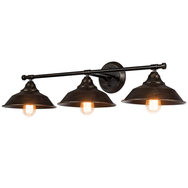 Vanity Light, 3 Light Wall Sconce, Industrial Metal Wall Mount Lamp, Rustic Indoor Wall Lamp Light Shade