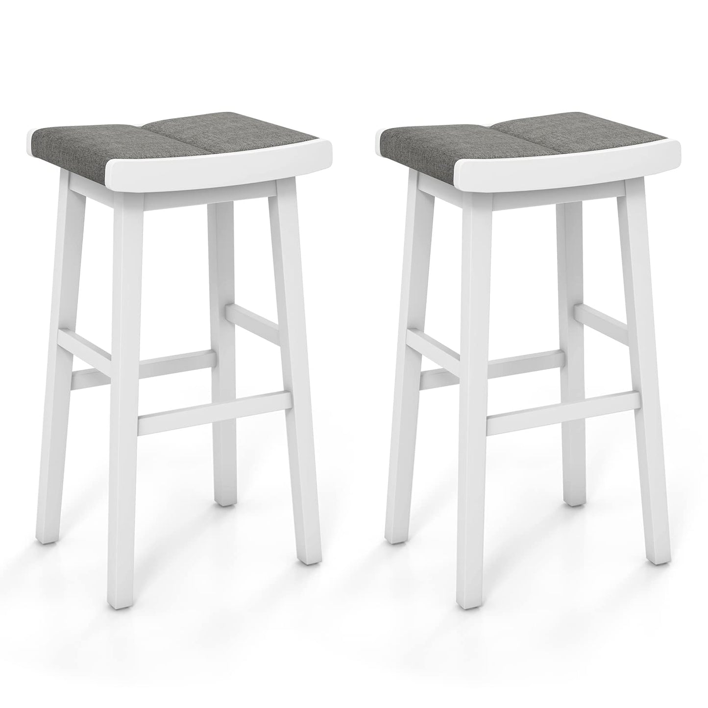 31.5-inch Counter Height Bar Stools Set of 2/4 Backless Vanity Chair for Makeup with Rubber Wood Frame
