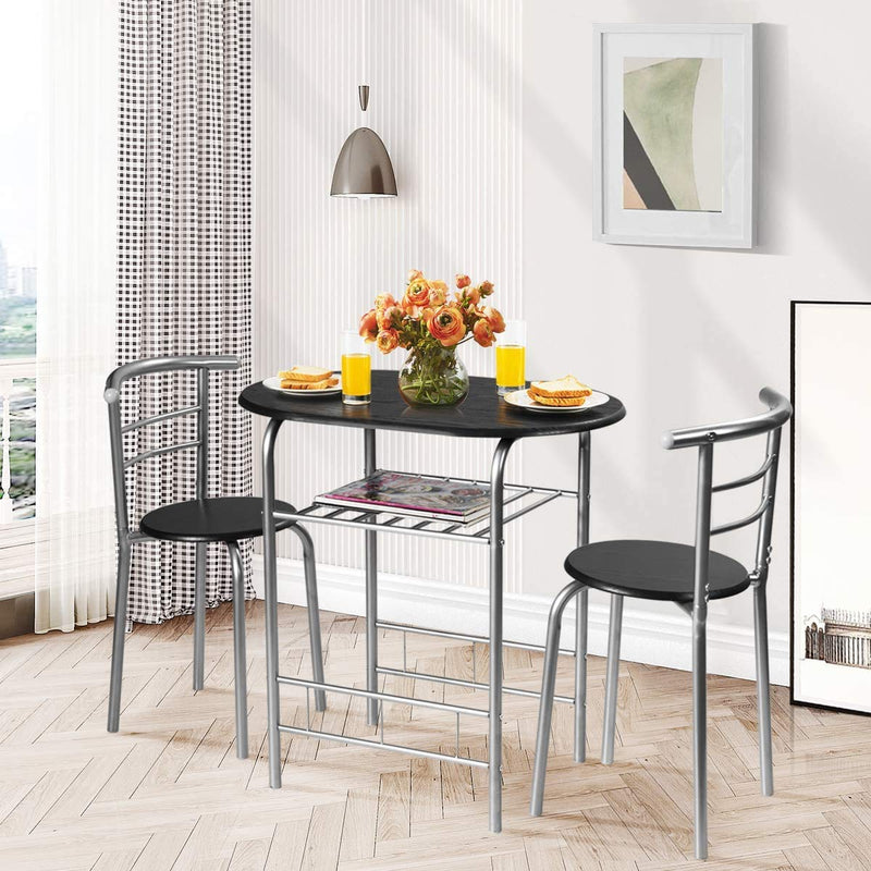 ARLIME 3-Piece Dining Set, Round Kitchen Table w/ 2 Chairs