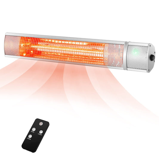 Wall-Mounted Patio Heater 3 Heat Setting 1 s Instant Heating for Garage and Backyard