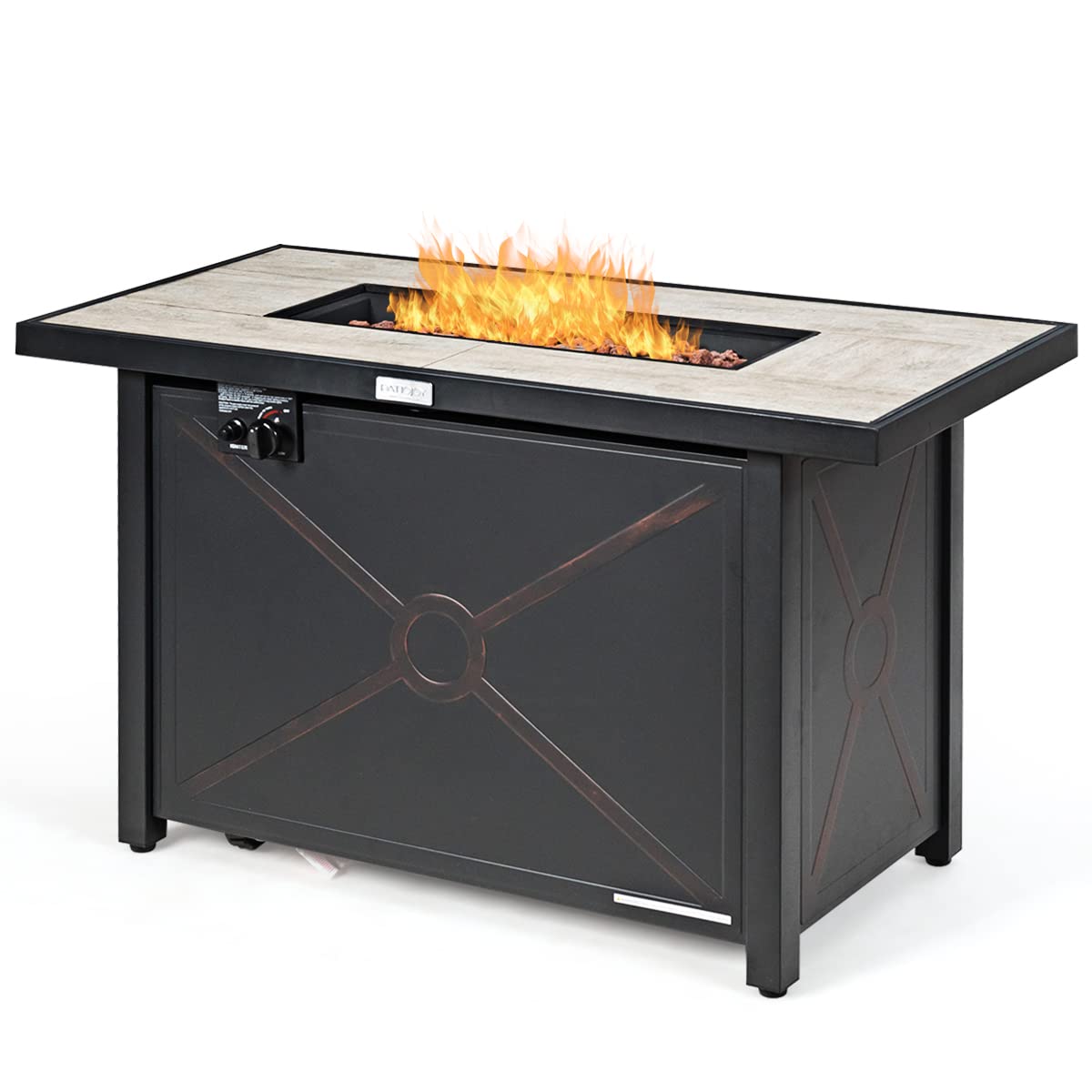 60,000 BTU Outdoor Rectangle Gas Fire Table W/Ceramic Tabletop