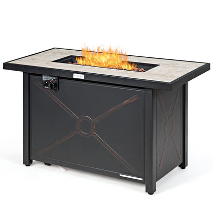 60,000 BTU Outdoor Rectangle Gas Fire Table W/Ceramic Tabletop