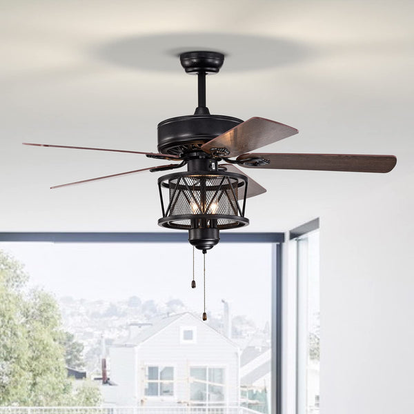 50-Inch Ceiling Fan with Lights, Indoor Ceiling Fan with Pull Chain Control, Mute Motor (Coffee)