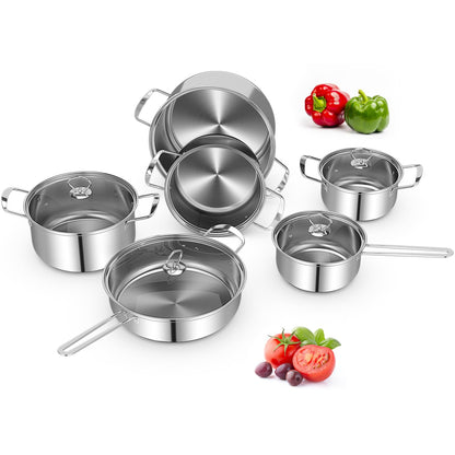 12 Piece Stainless Steel Cookware Set with Stock Pot