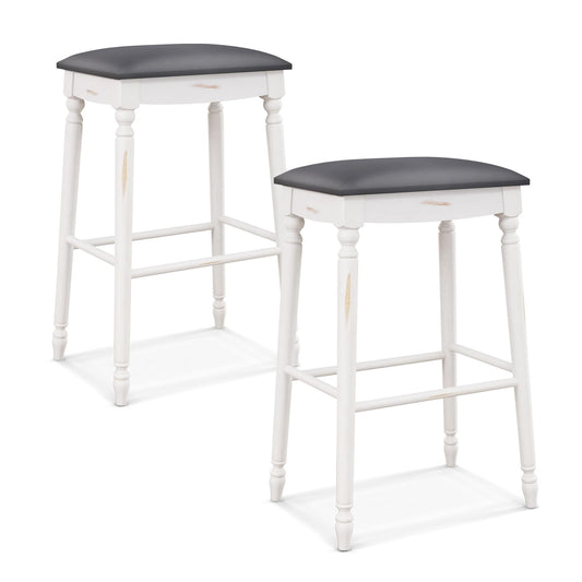 Upholstered Bar Stools Set of 2/4 29-Inch Backless Counter Height Dining Stools