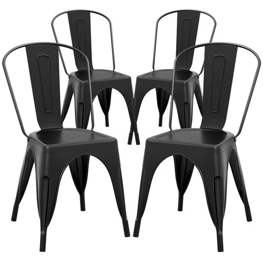 Metal Dining Chairs Set of 4 18 Inch Stackable Industrial Kitchen Tolix Side Chairs
