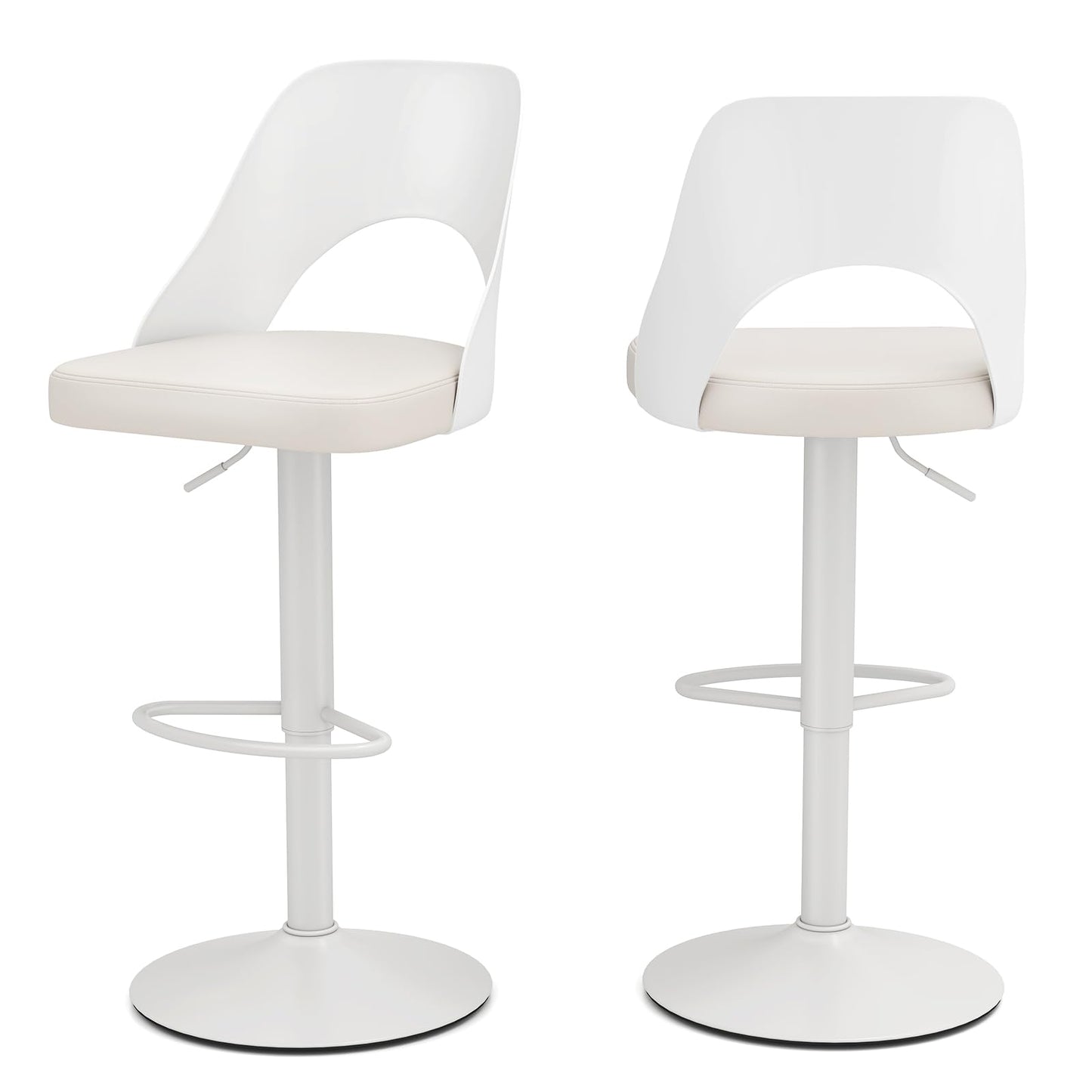 Modern Swivel Bar Stools Set of 2/4 with Enlarged PU Leather Seat