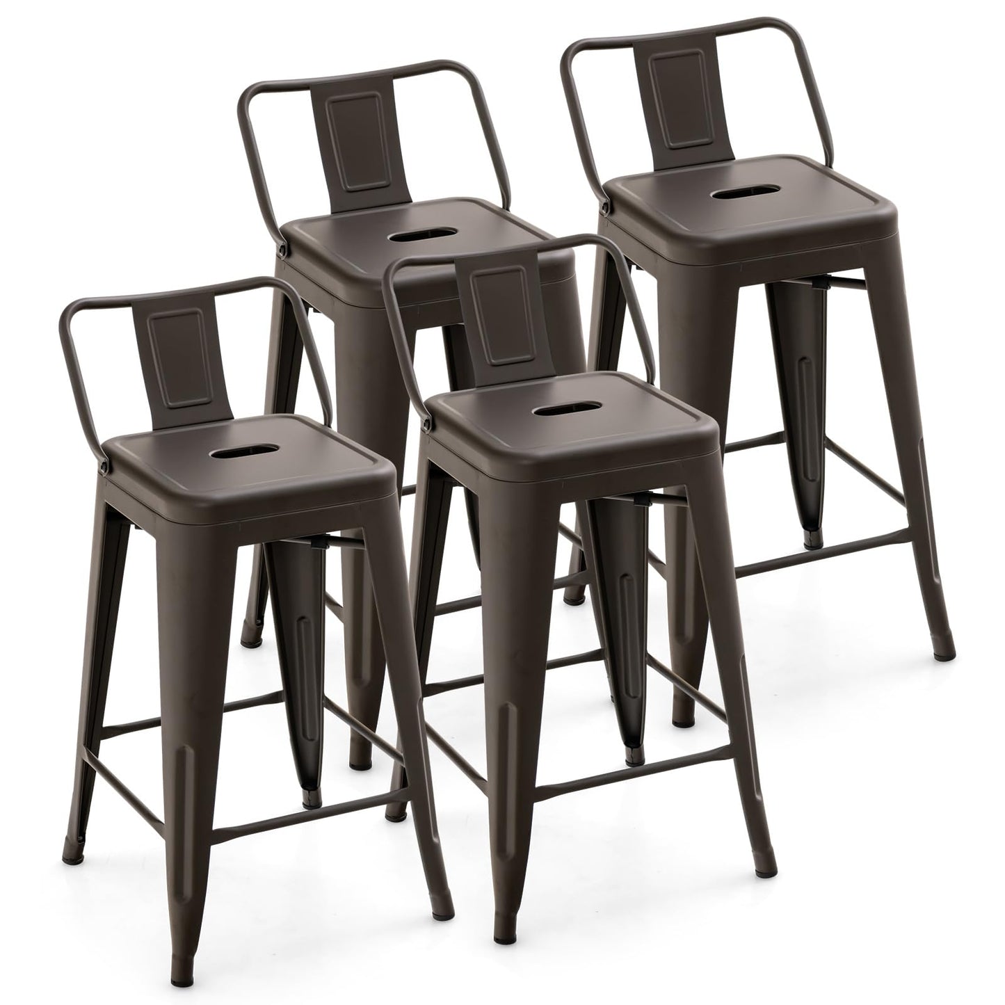Metal Bar stools Set of 4 with Rubber Feet for Kitchen