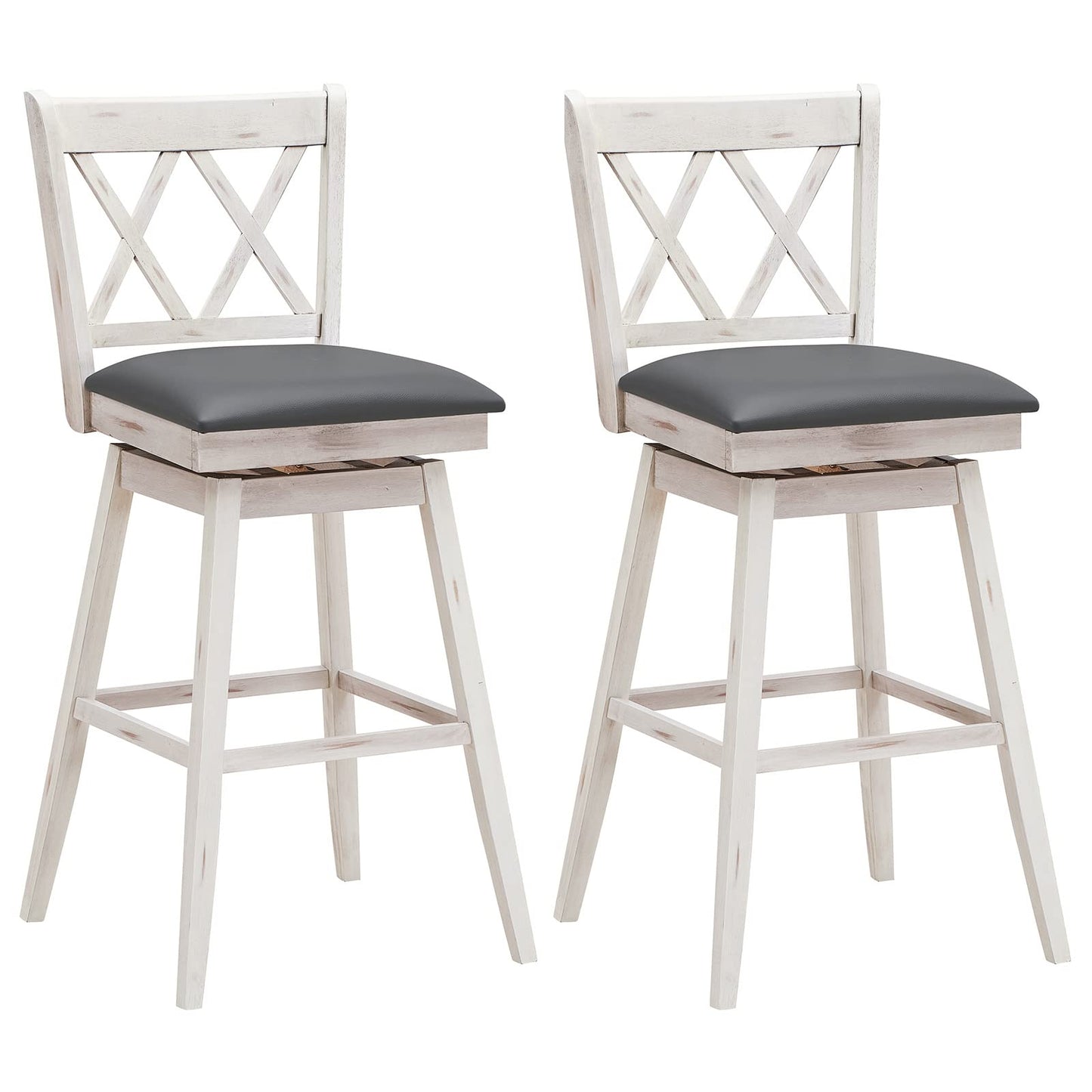 360 ° Swivel Bar Height 29.5 inch Bar Stool with Foot Rest Upholstered Cushion & Ergonomic Backrest