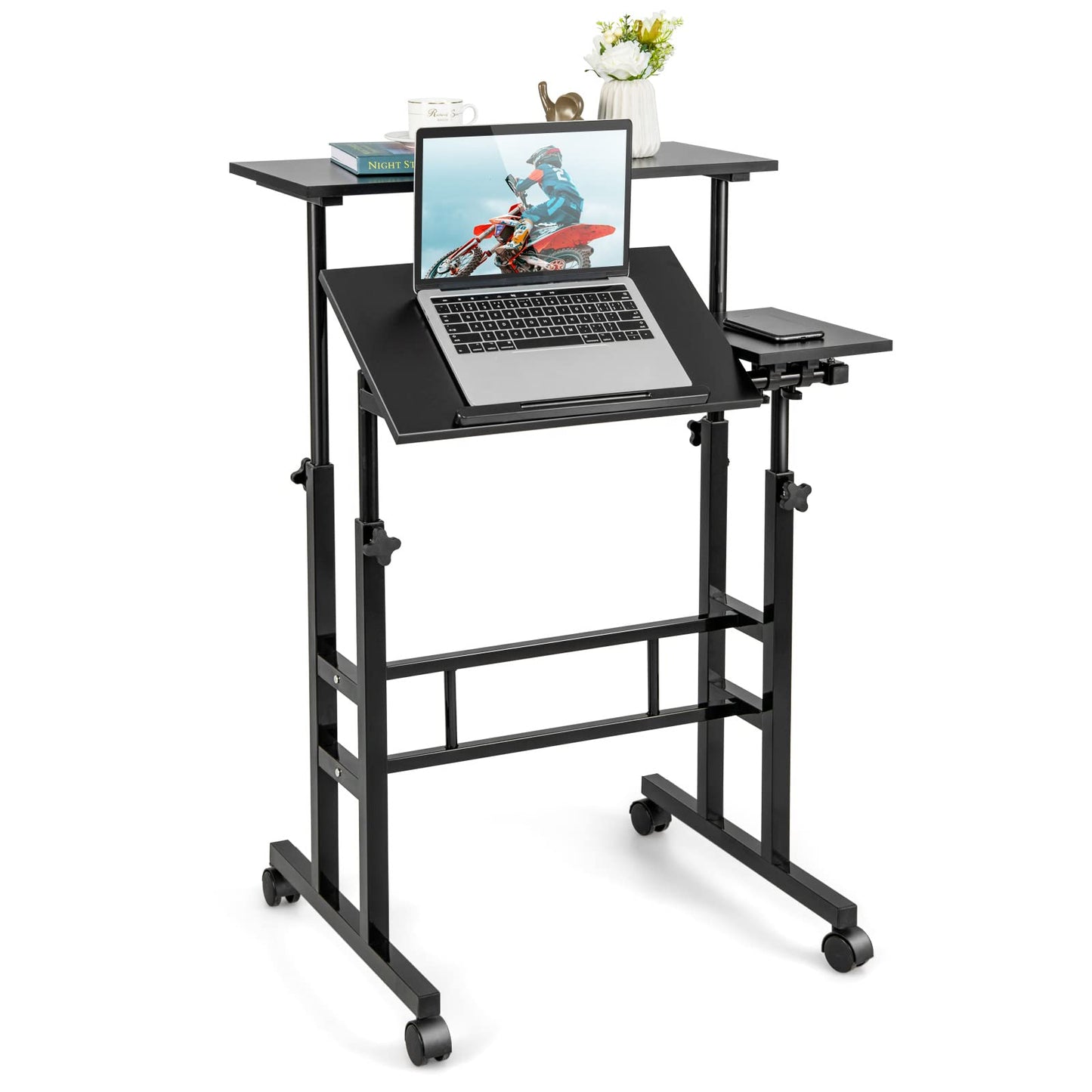 Mobile Standing Desk with Wheels for Home & Office