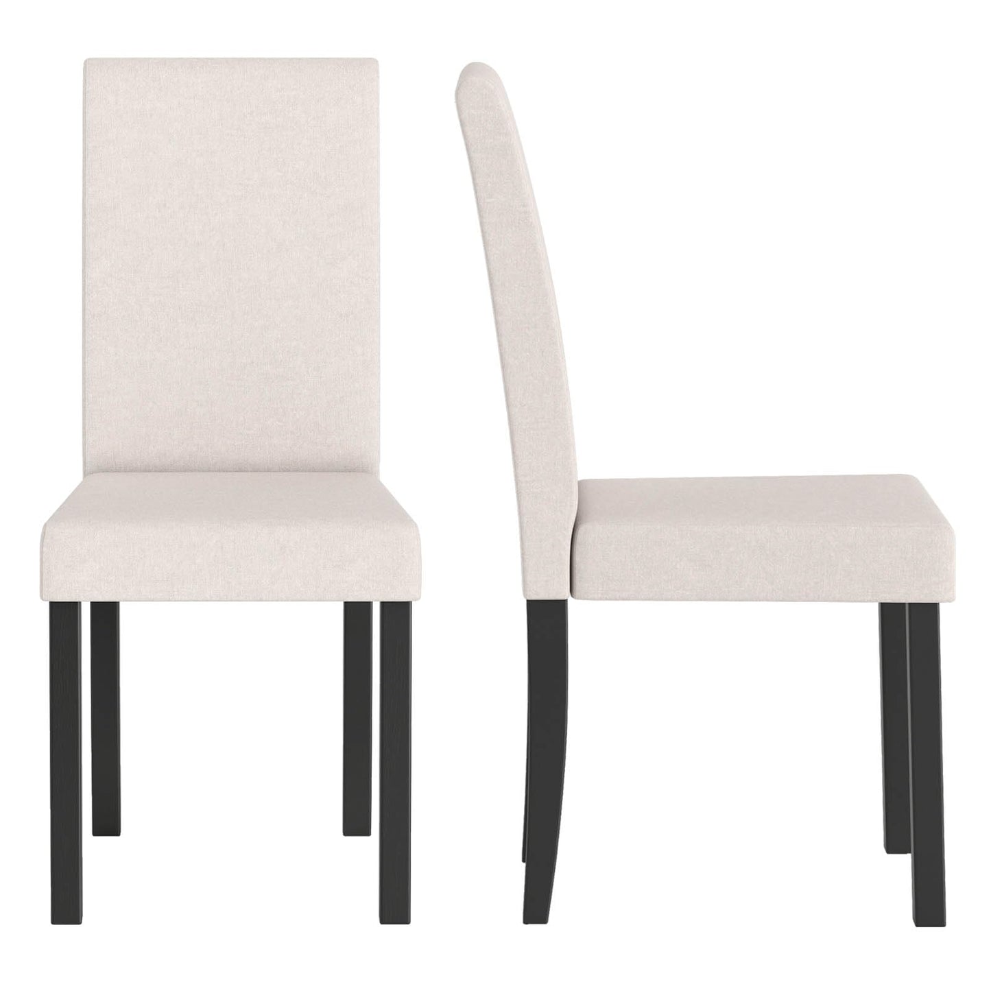 Fabric Upholstered Armless Kitchen Side Chair w/Rubber Wood Legs