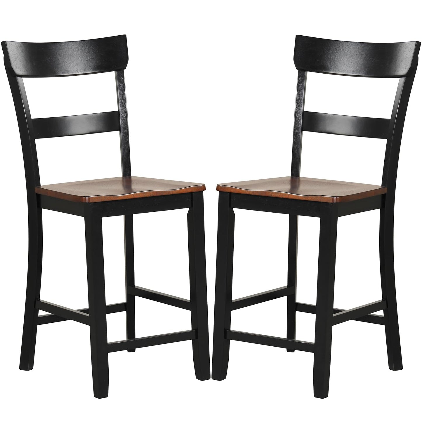 24'' Mid Century Modern Island Chairs with Rubber Wood Legs and High Backrest