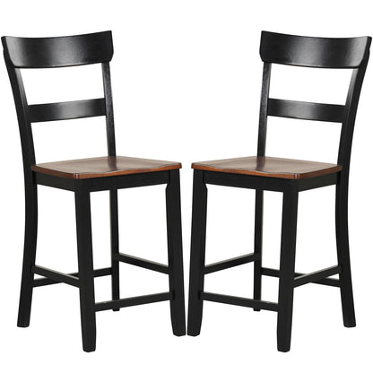 24'' Mid Century Modern Island Chairs with Rubber Wood Legs and High Backrest