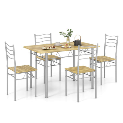 5 Piece Metal Rectangular Dinette Set w/Non-Slip Pad