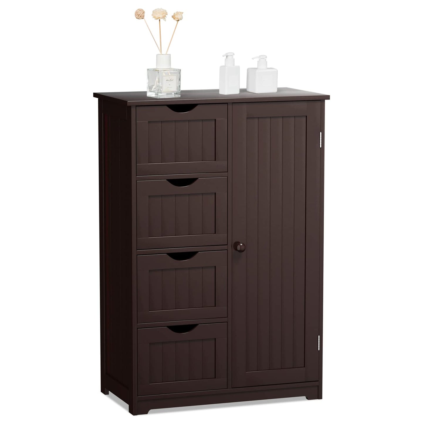 Wooden Storage Organizer with 4 Deep Drawers & Adjustable Shelf