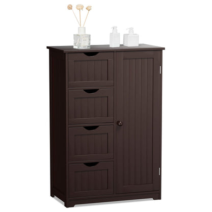 Wooden Storage Organizer with 4 Deep Drawers & Adjustable Shelf