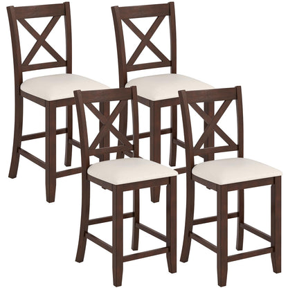 24’’ Counter Height Barstools with Rubber Wood Frame for Home Bar Cafe