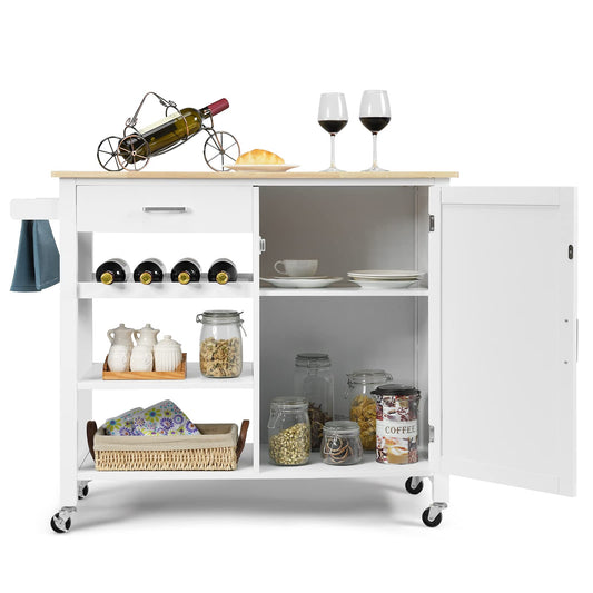 Kitchen Storage Island Cart on Wheels for Dining Room