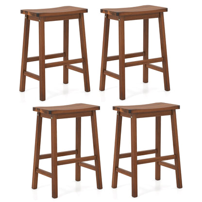 Wooden Saddle Stools Set of 2/4 with Rubber Wood Curved Seat
