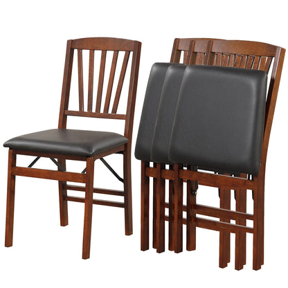 Folding Dining Chairs Set of 2/4 with PVC Padded Seat for Kitchen Apartment