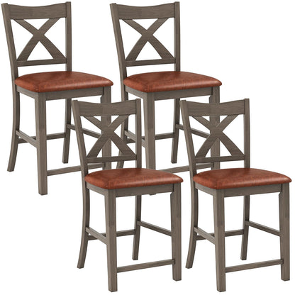24’’ Counter Height Barstools with Rubber Wood Frame
