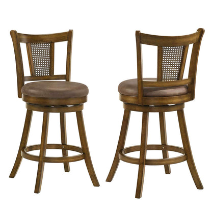 25”/30” Solid Rubber Wood Swivel Counter Chairs with Faux Leather Seat