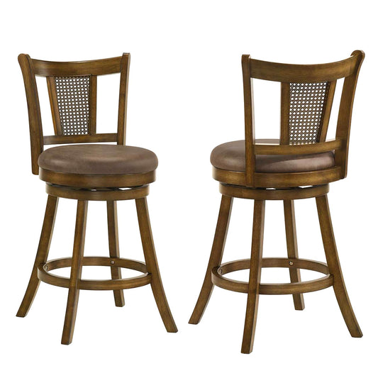 25”/30” Solid Rubber Wood Swivel Counter Chairs with Faux Leather Seat