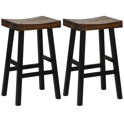 Wooden Saddle Stools Set of 2/4 29-inch Bar Height Stools