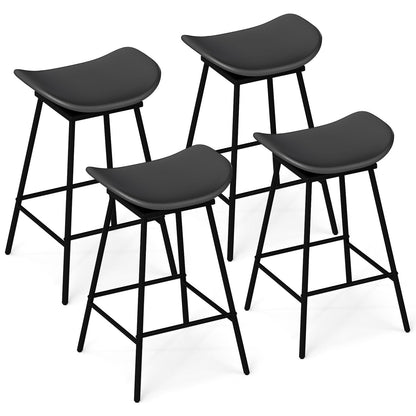 Faux Leather Backless Bar Stools with Padded Saddle Seat and Footrest