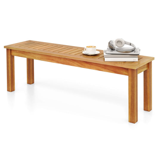 52” Backless Acacia Wood Narrow Bench for Patio