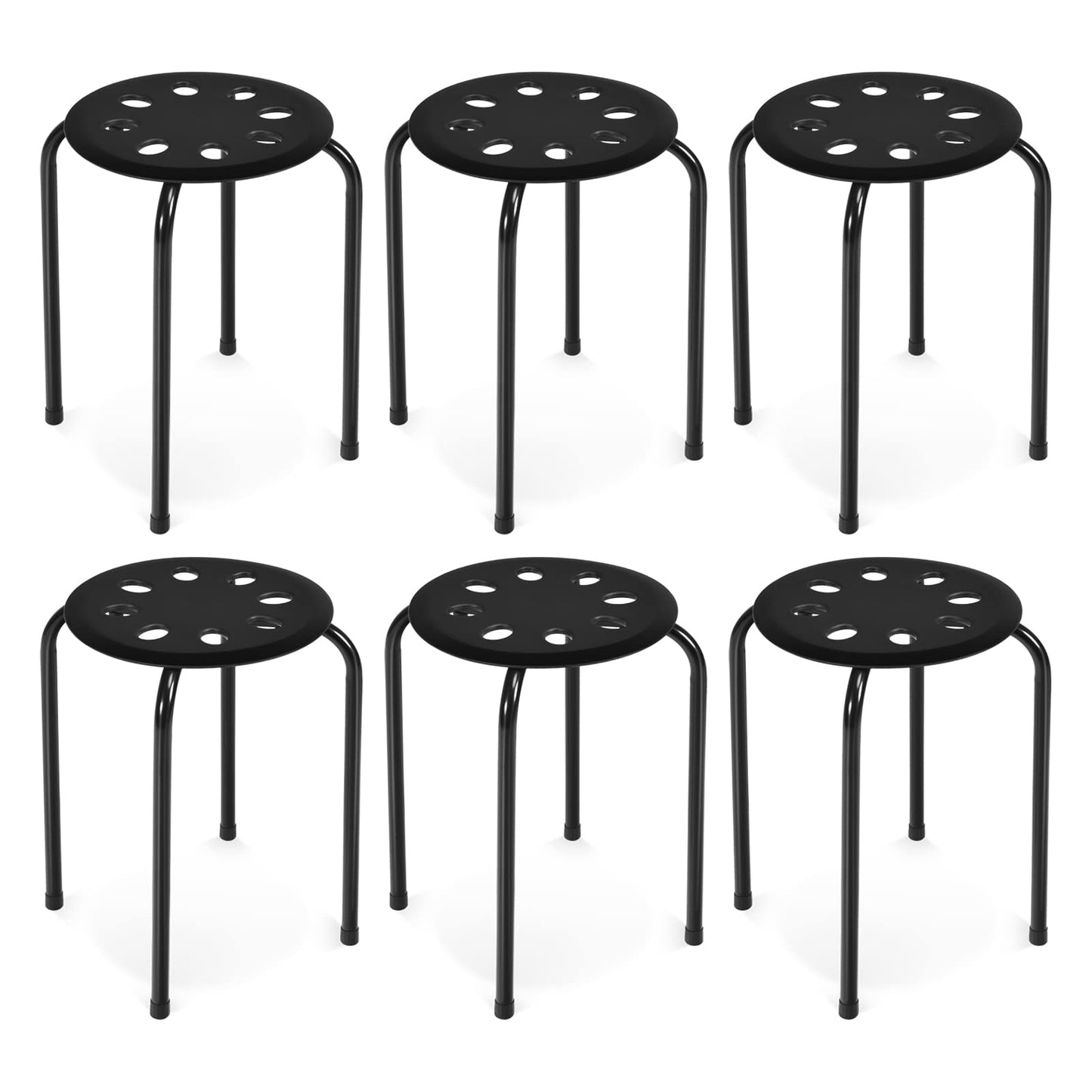 6-Pack Round Plastic Stack Stools 17.5-inch Height Backless