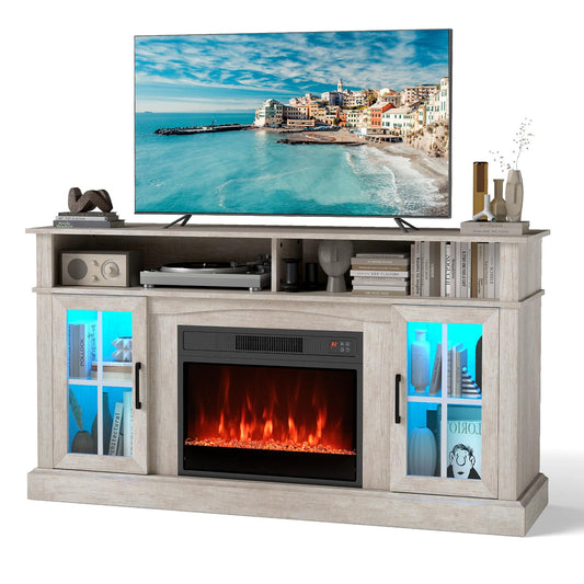 Electric Fireplace TV Stand for TVs Up to 65 Inches with LED Lights