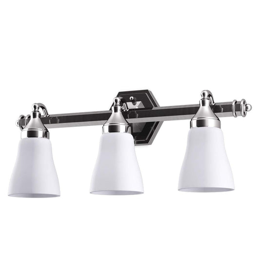 Bathroom Vanity Light Antique Brushed Wall Mounted with White Alabaster Wall Sconces Glass Shade