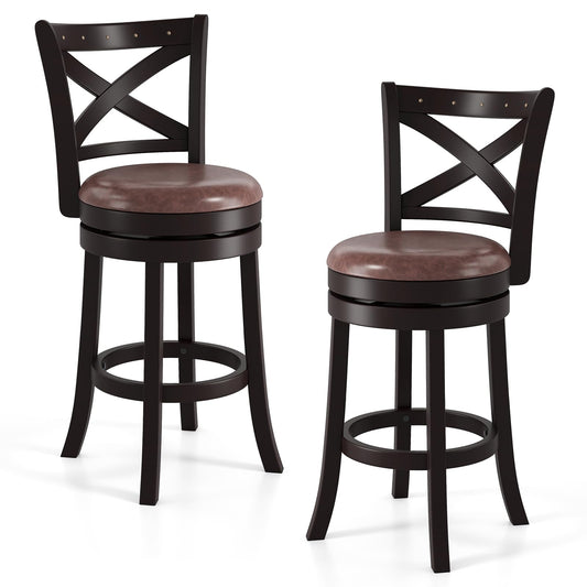 30" Swivel Counter Height Bar Chairs with Copper Nails