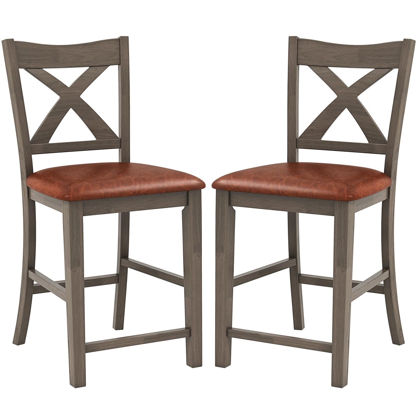 24’’ Counter Height Barstools with Rubber Wood Frame