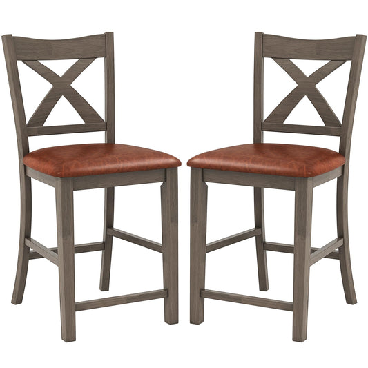 24’’ Counter Height Barstools with Rubber Wood Frame