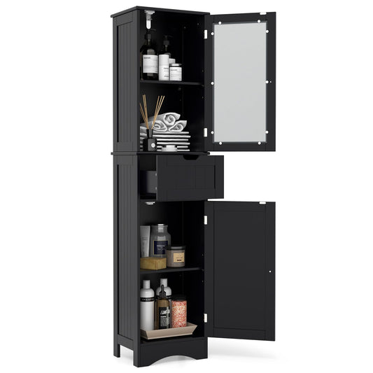 67” Tall Bathroom Storage Cabine with 2 Doors & 1 Drawer 3-Level Adjustable Shelves
