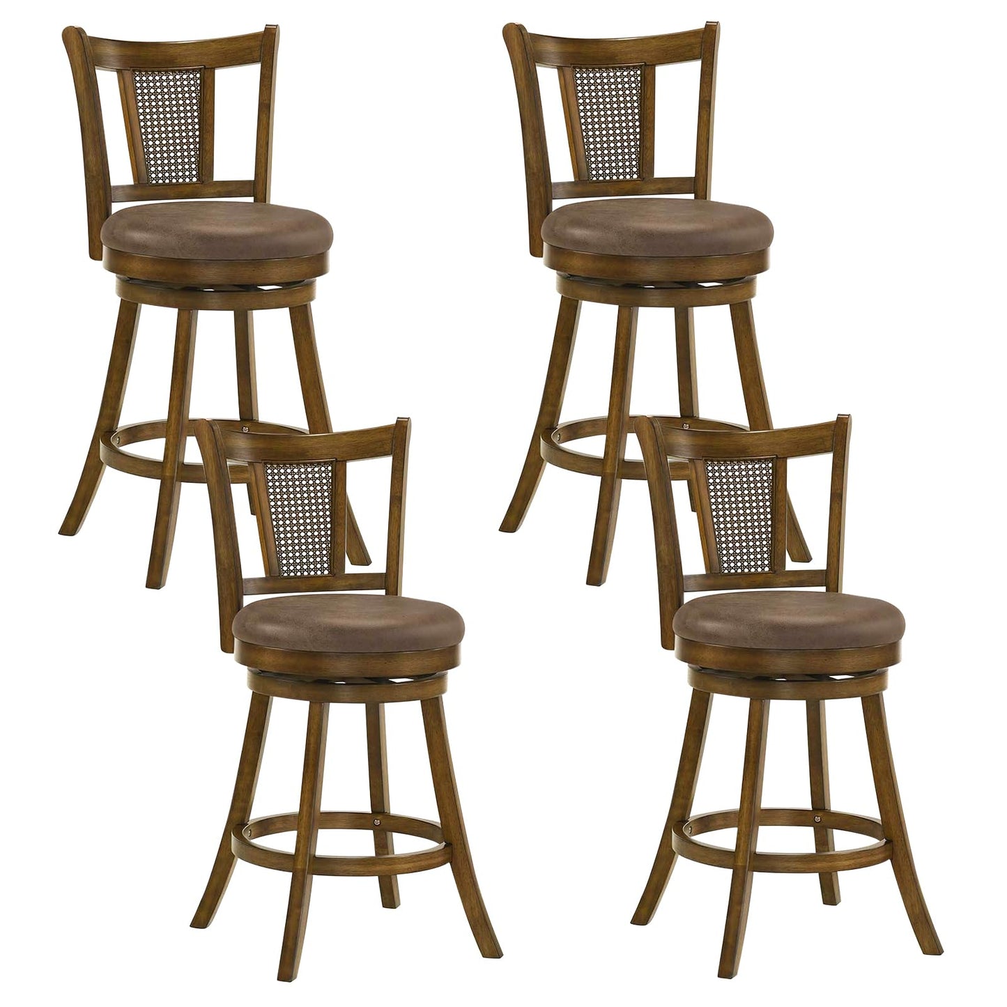 25”/30” Solid Rubber Wood Swivel Counter Chairs with Faux Leather Seat