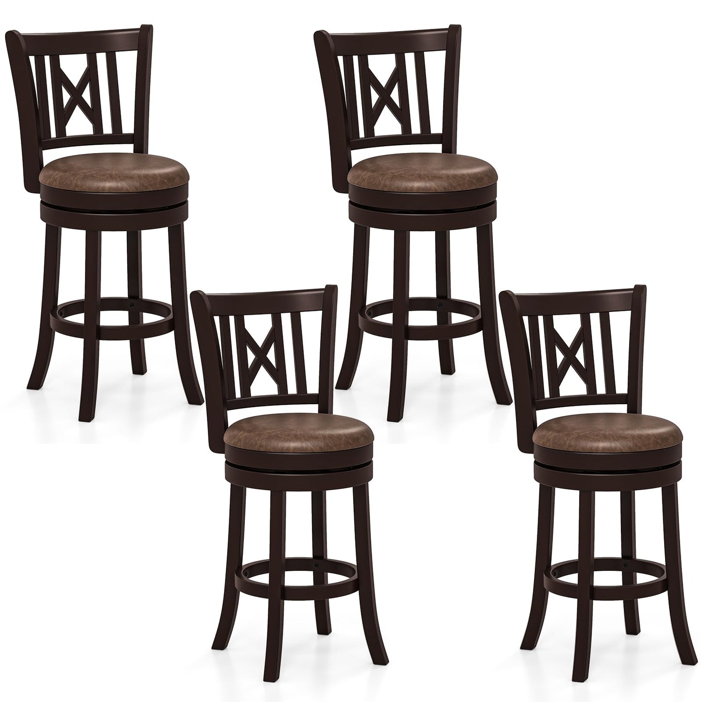 26”/30” Swivel Bar Chairs with Footrest for Kitchen Island & Pub