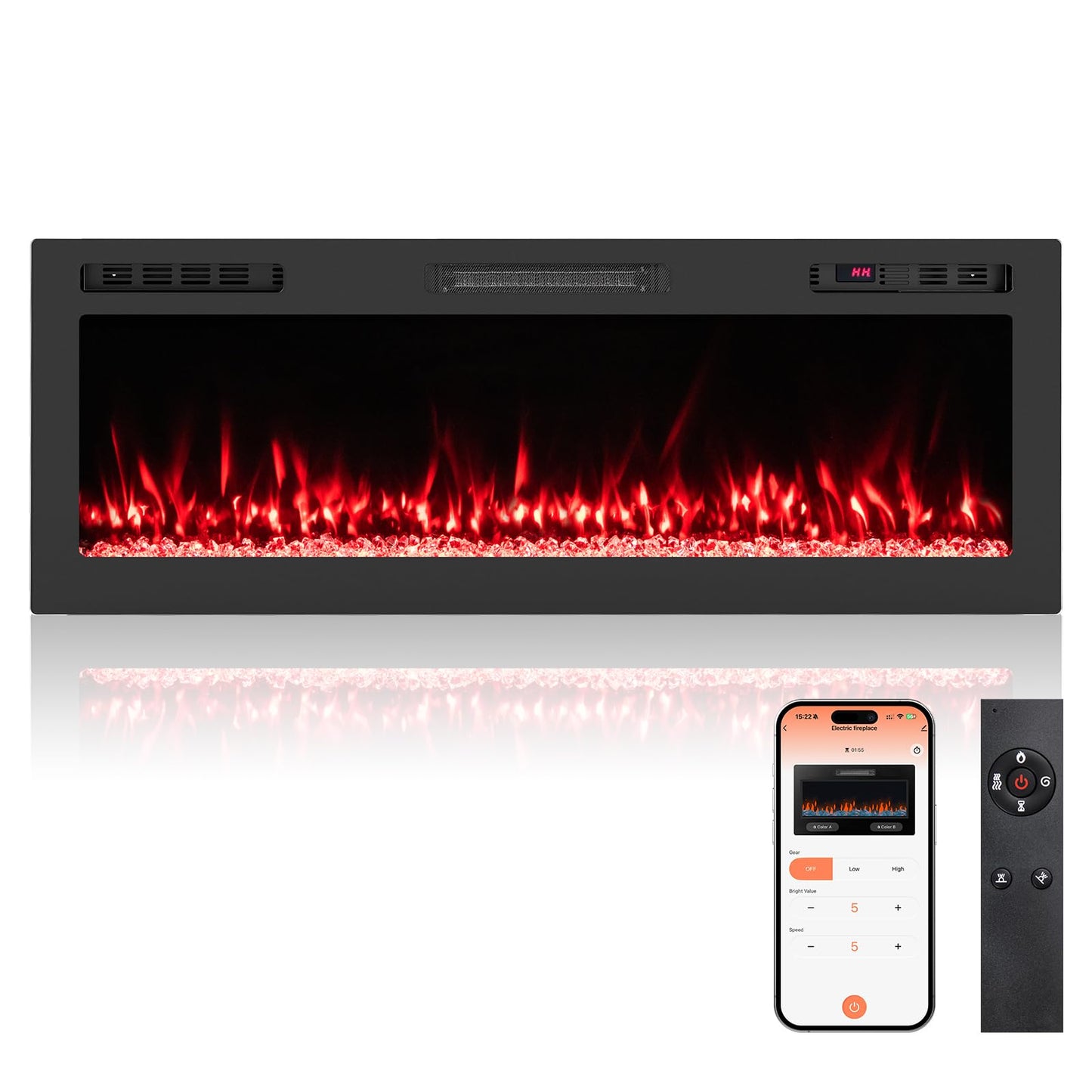Smart WiFi Electric Fireplace 36/42/50/60 inch Wide