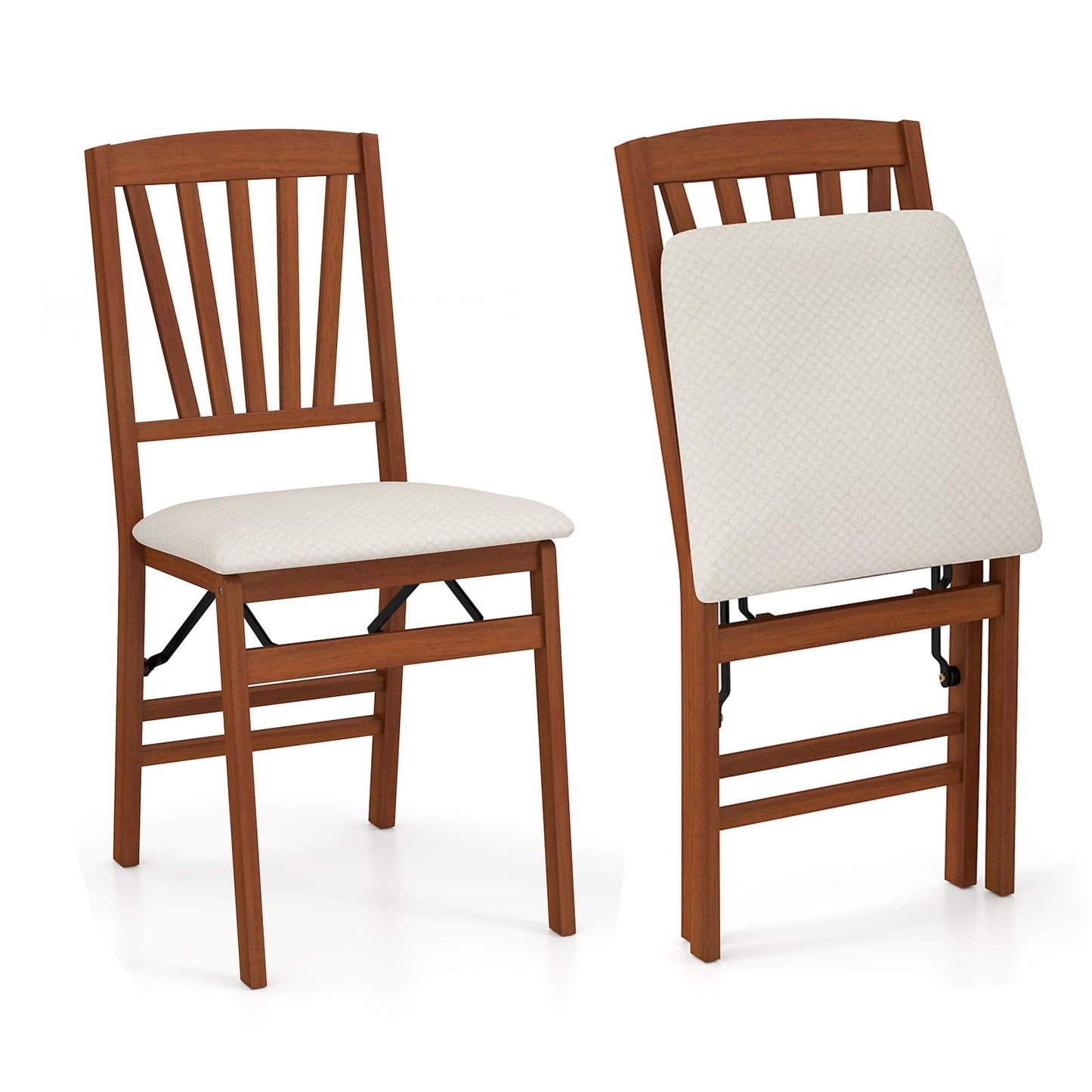 Folding Dining Chairs Set of 2/4 with PVC Padded Seat for Kitchen Apartment