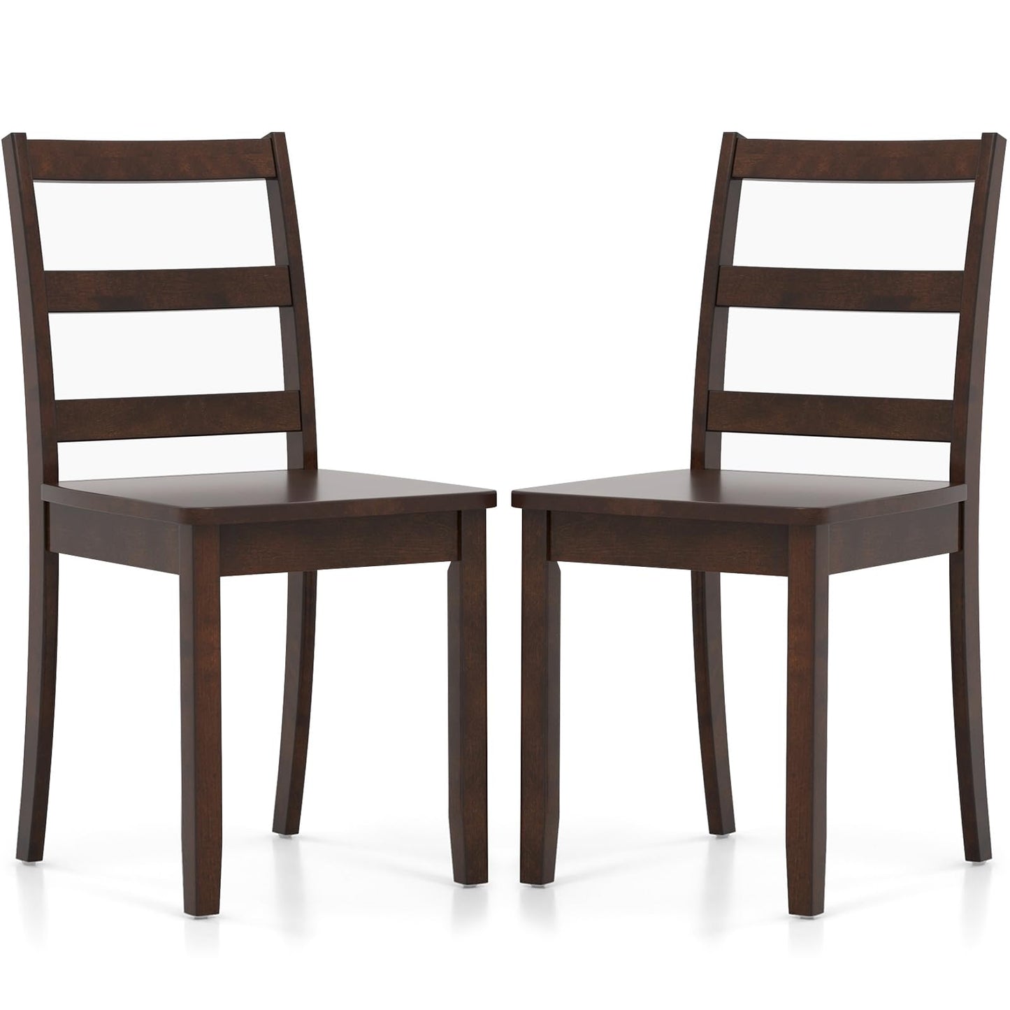 Wooden Dining Chairs Set of 2/4 with Curved Backrest and Rubber Wood Legs for Home Dining Room