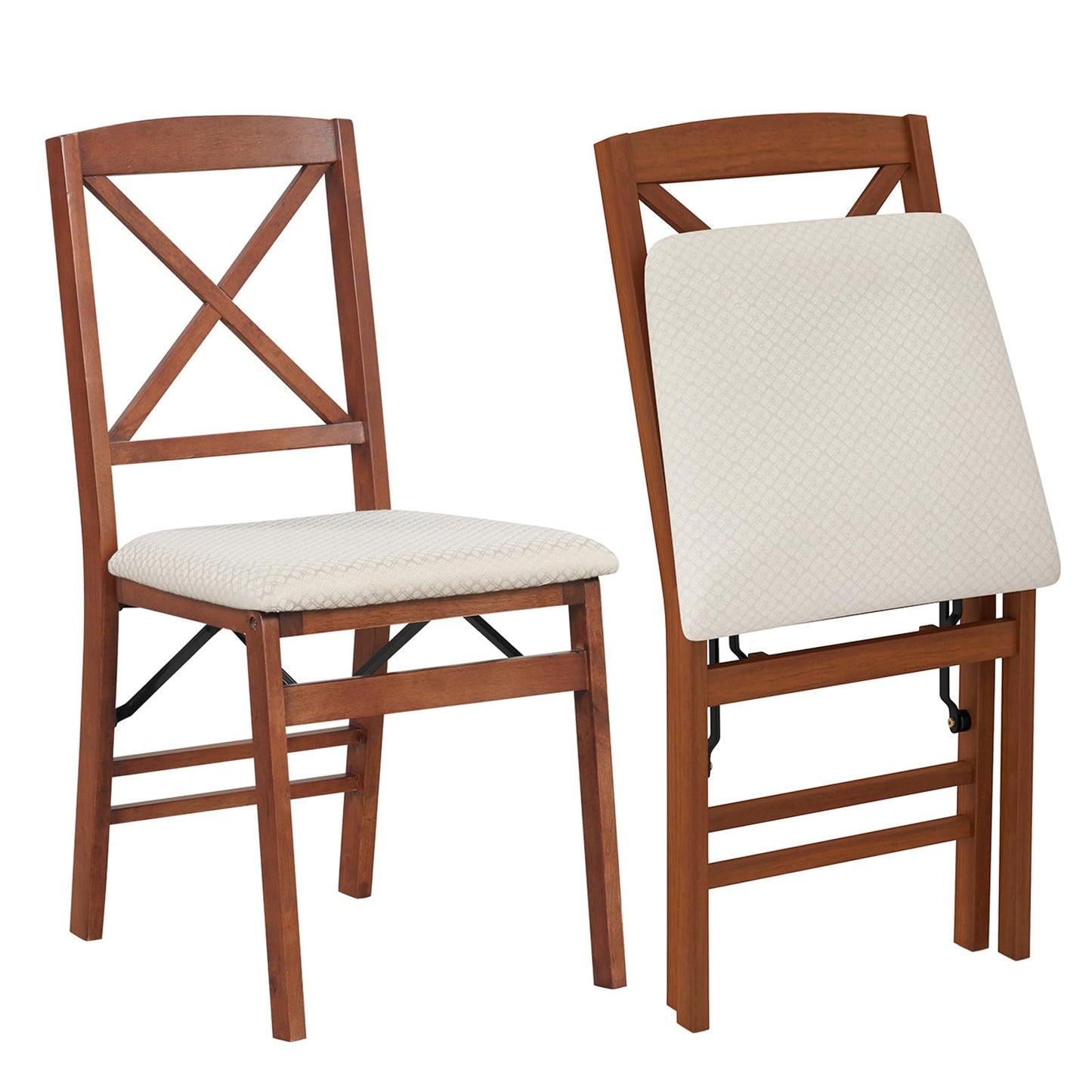 Upholstered Wooden Dining Room Chairs with X Shaped Back