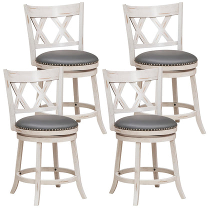 Bar Stool Set of 2/4 for Kitchen Island 25.5” Swivel Armless Counter Height Stools