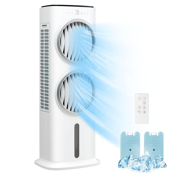 ARLIME Evaporative Air Cooler, 3-in-1 Portable Cooling Fan, 3 Modes, 5 Wind Speeds, 80° Oscillation, 2.4Gal Water Tank & 2 Ice Packs, Remote Control