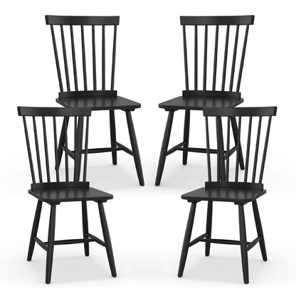 Windsor Dining Chair Set with Spindle Back Spacious Seat Rubber Wood Frame