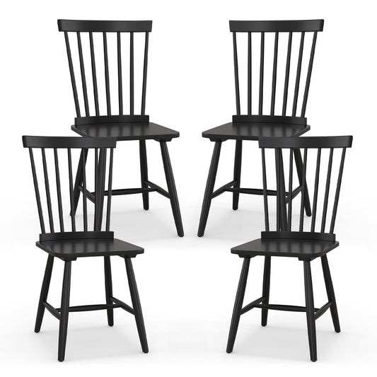 Windsor Dining Chair Set with Spindle Back Spacious Seat Rubber Wood Frame
