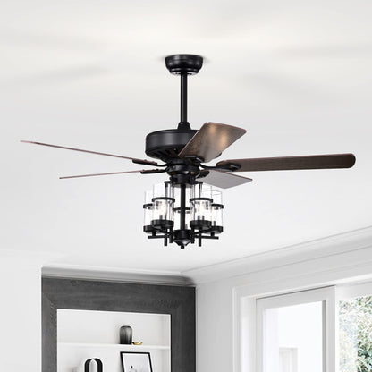 50-Inch Ceiling Fan Light, Classic Ceiling Fan Lamp with 5 Explosion-Proof Glass Lampshades