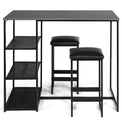 3 Piece Dining Set with Rectangular Faux Marble